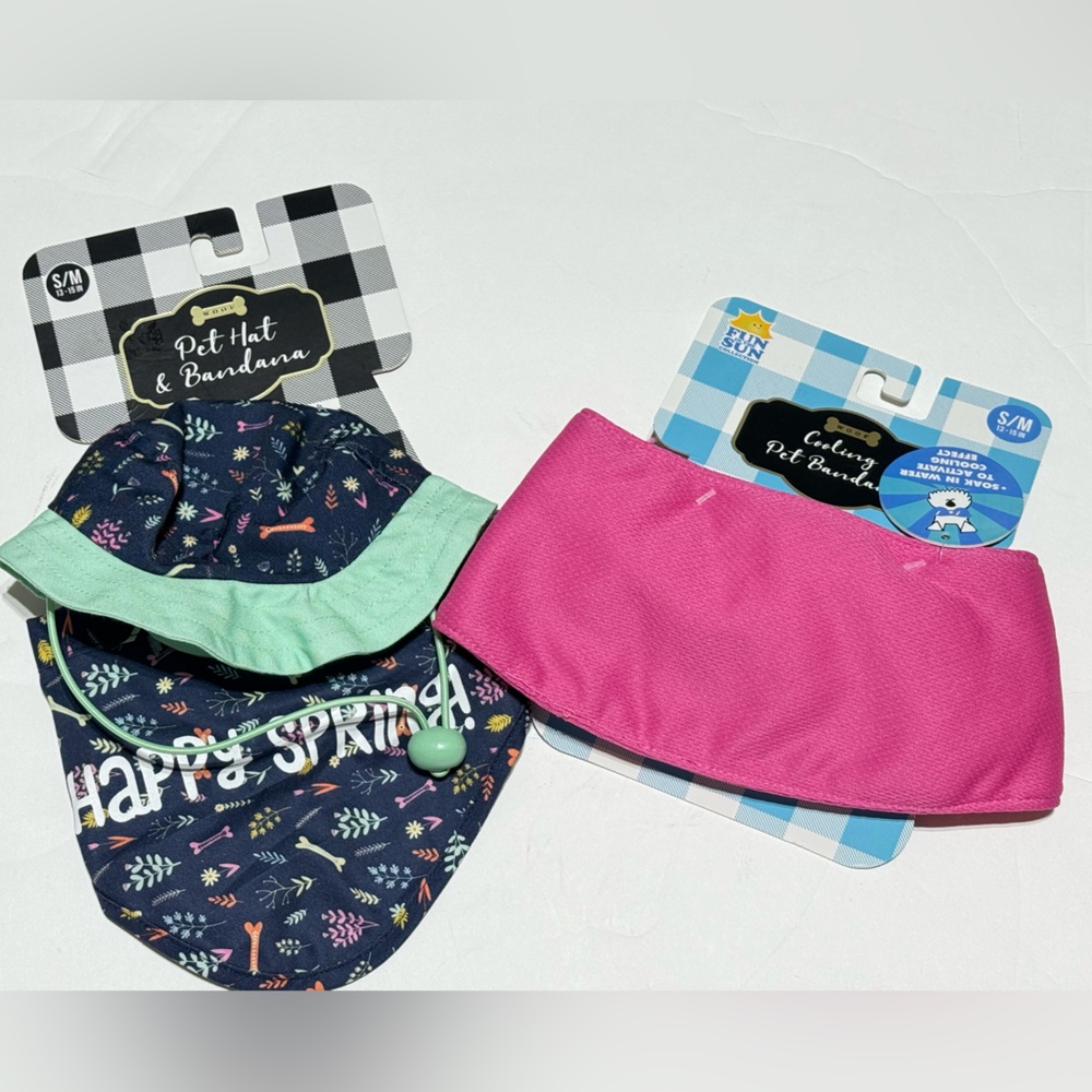 Woof Pet hat & bandana and cooling pet bandana size S/M (13-15”) new